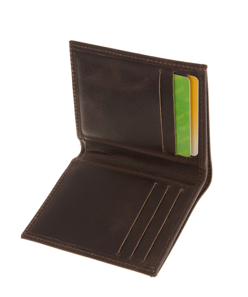 Brown leather front pocket wallet, Mens slim front pocket wallet, Leather cardholder, Bifold Wallet Brown