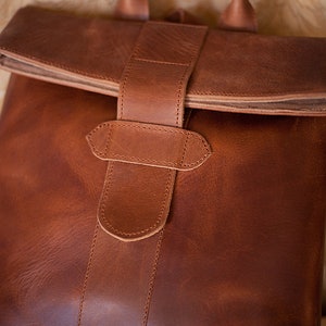 Brown leather backpack women, Leather rucksack, Hand bag leather, Sac à dos cuir femme, Rucksack damen image 3