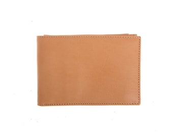 Natural Leather wallet men handmade, Minimalist leather wallet, Full grain leather wallet, Portefeuille homme