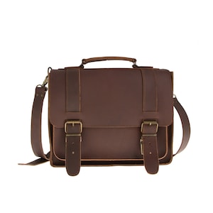 Full grain leather satchel for women, Messenger bag for women, Leather briefcase laptop bag image 5