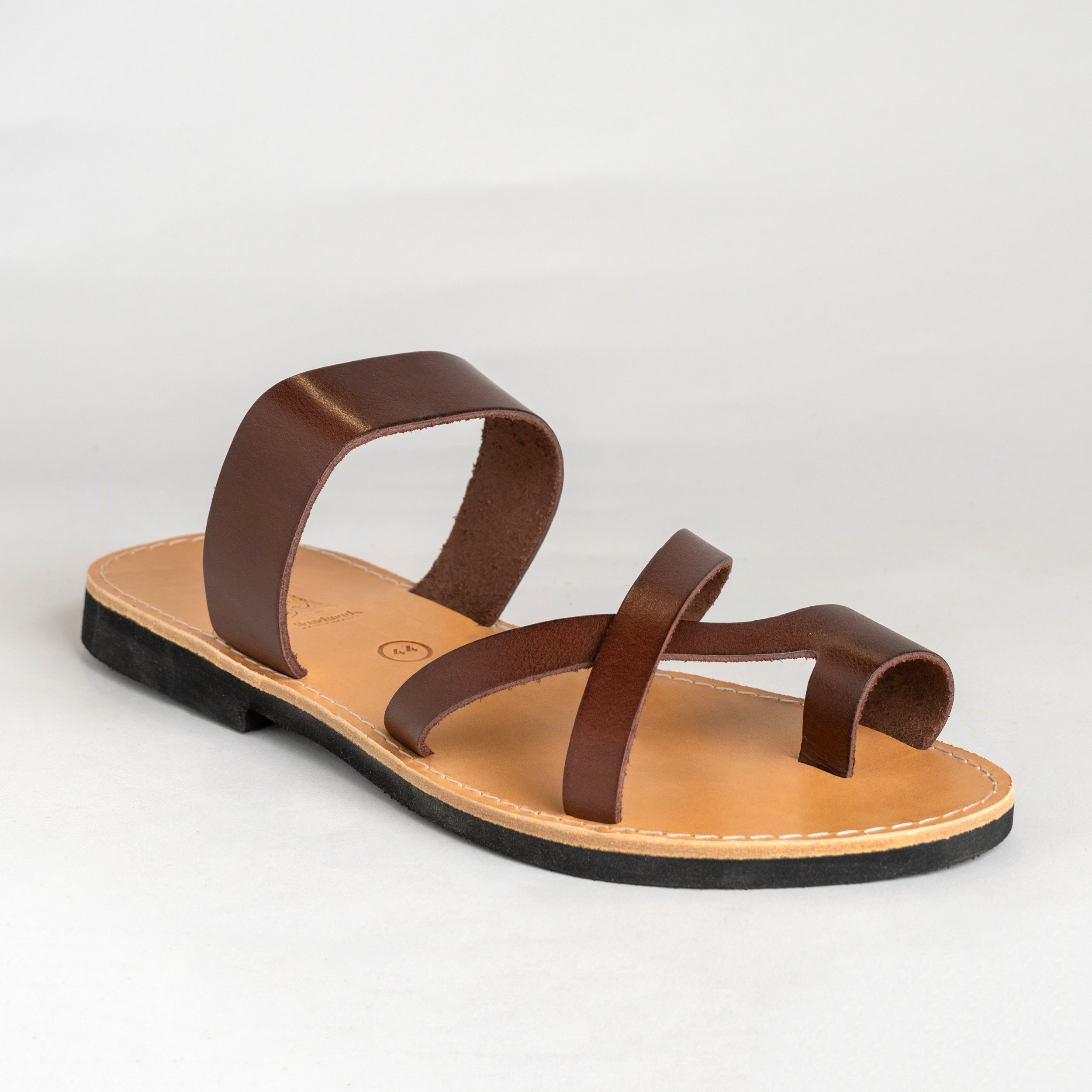 Greek Leather Toe Ring Sandals - Brown Summer Shoes Men - Etsy display picture 3