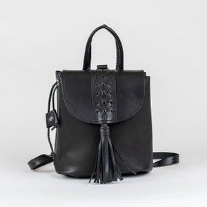 Leather backpack women, Genuine leather backpack purse , Rucksack Damen, Sac à dos cuir femme Black