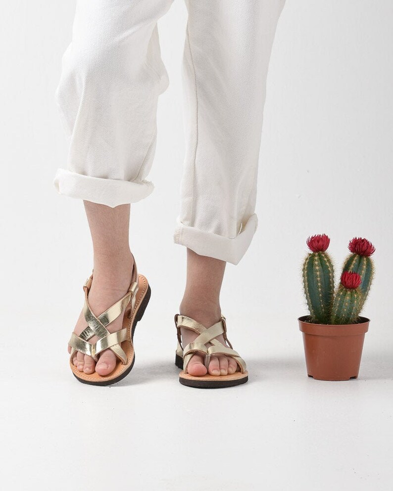 Girls Strappy Gold Sandals Mother and Daughter Ankle Strap - Etsy