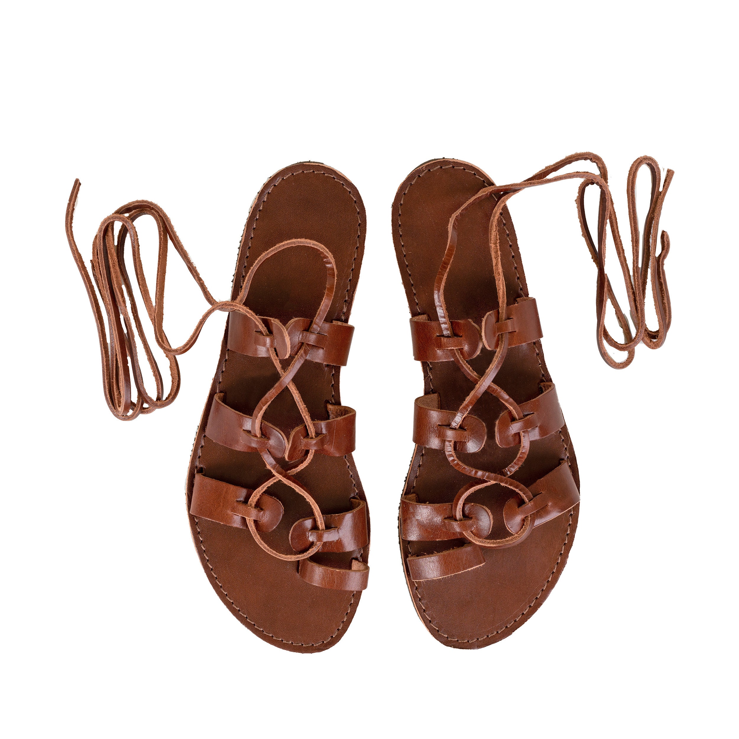 Brown Gladiator Sandals Women Women's Greek Lace up Etsy