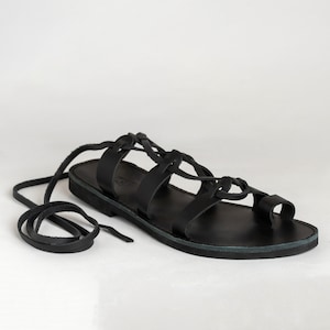 Mens gladiator sandals black, Spartan leather sandals, Roman leather sandals, Lace up sandals men, Spartiates homme, Ledersandalen herren