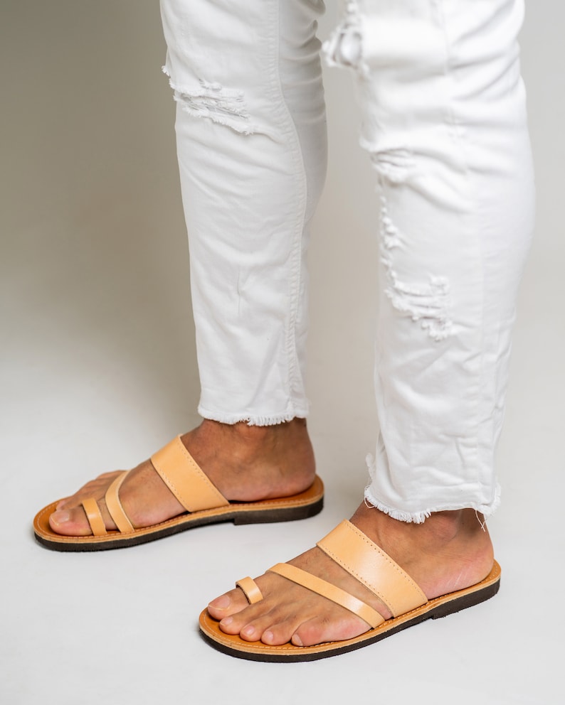 Leather Toe Ring Sandals: Handmade Greek Minimalist Sandals image 6
