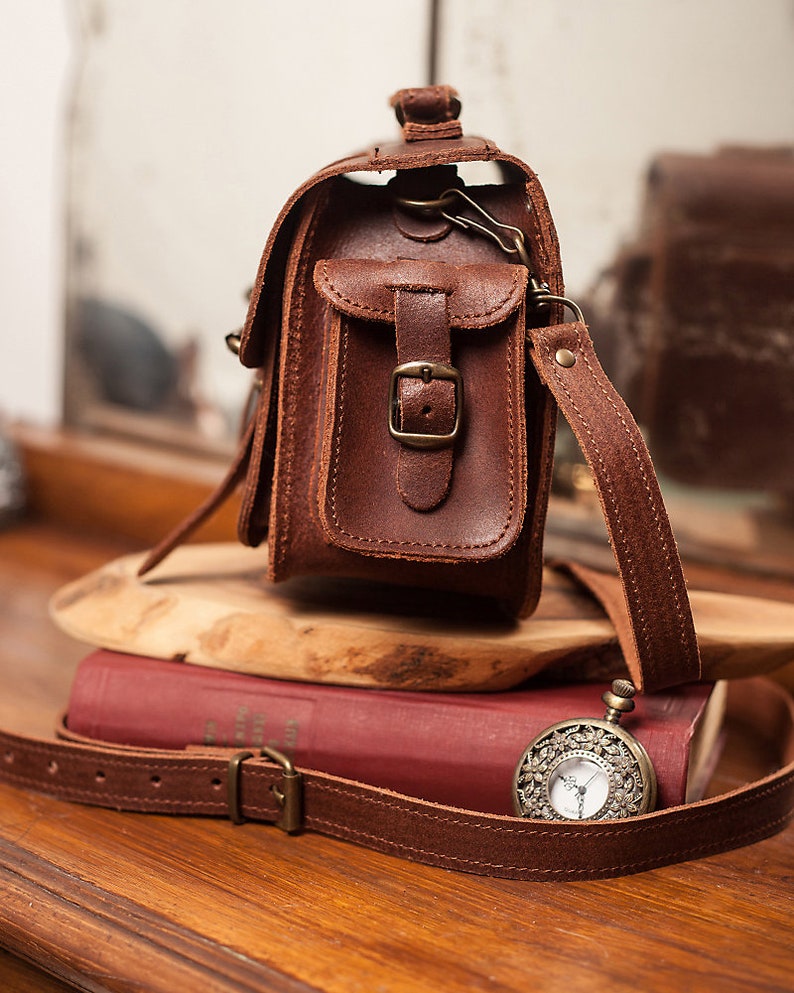 Brown leather camera bag crossbody camera case for women Etsy