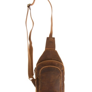 Crossbody mens leather sling bag, Mens leather shoulder bag, Leather bag for men Rustic Brown