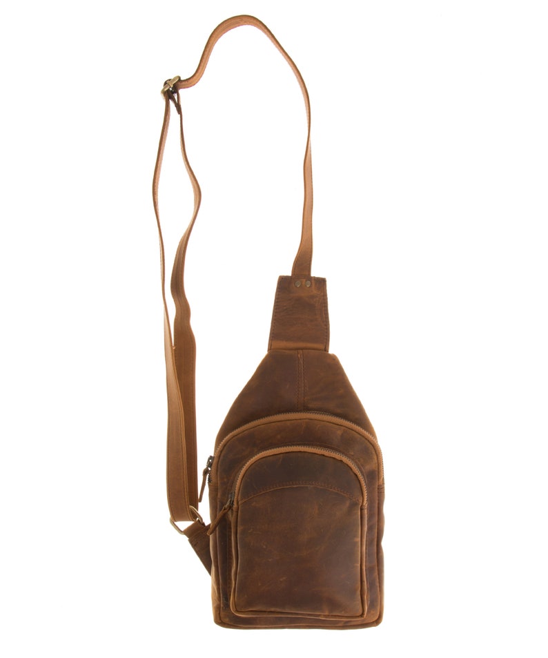 Crossbody mens leather sling bag, Mens leather shoulder bag, Leather bag for men Rustic Brown