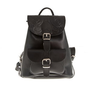 Western leather backpack for women, Tooled leather rucksack, Timeless leather accessories image 10