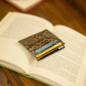 Cartera con tarjetero de piel de serpiente para mujer, cartera de piel de serpiente pitón, porte cartes cuir