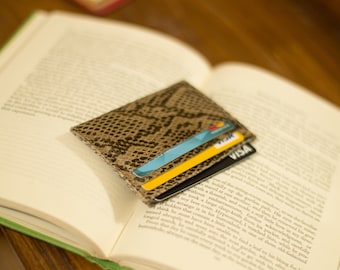 Wallet snake credit card holder for women, snakeskin python wallet, porte cartes cuir