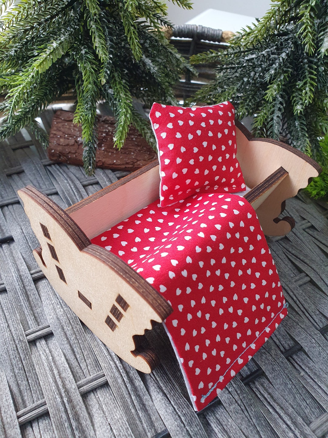 Dolls Cot Bed Crib With Bedding Suitable for Baby Elf Etsy UK