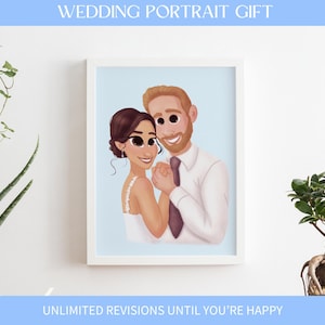 Just Married Geschenke Portrait Cartoon, Brautpaar Geschenk Hochzeitsportrait, Disney Hochzeitsgeschenk Cartoon Portrait, Brautpaar Geschenk Portrait vom Foto