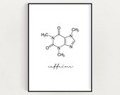 Minimal Art Print, Printable Wall Art, Digital Poster Print, Caffeine, Chemistry Molecule, Chemistry Print, Coffee Print, Science Decor