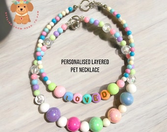 handmade Personalized Beaded Pet Collar Dog Collar Cat Collar Pet Necklace Pet Collar , designer dog necklace , custom pet necklace , beaded