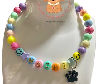 handmade Personalized Beaded Pet Collar Dog Collar Cat Collar Pet Necklace Pet Collar , designer dog necklace , custom pet necklace , beaded