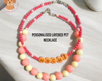 handmade Personalized Beaded Pet Collar Dog Collar Cat Collar Pet Necklace Pet Collar , designer dog necklace , custom pet necklace , beaded