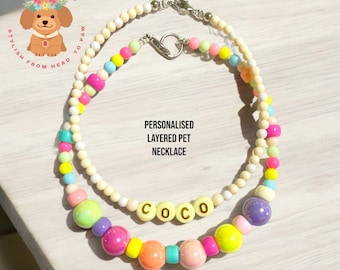 handmade Personalized Beaded Pet Collar Dog Collar Cat Collar Pet Necklace Pet Collar , designer dog necklace , custom pet necklace , beaded