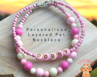 handmade Personalized Beaded Pet Collar Dog Collar Cat Collar Pet Necklace Pet Collar , designer dog necklace , custom pet necklace , beaded