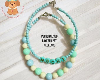 handmade Personalized Beaded Pet Collar Dog Collar Cat Collar Pet Necklace Pet Collar , designer dog necklace , custom pet necklace , beaded