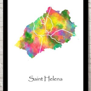 Saint Helena Art Aquarel illustratie Kaart Abstract Art print Wall Art Home Decor Giclee Print Office Wall Art Living Room Art Map Decor