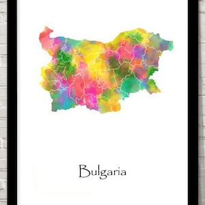Bulgaria Print Watercolour illustration Map Bulgaria Map Art Map Abstract Art Home Decor Giclee Print Office Wall Art Room Art Map Decor