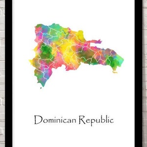 Dominican Republic Print Watercolour illustration Map Dominican Republic Map Art Home Decor Giclee Print Office Wall Art Room Art Map Decor