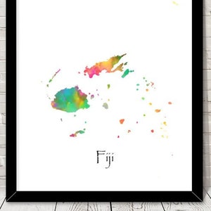 フィジー プリント 水彩画 イラスト マップ フィジー マップ アート マップ 抽象アート ホーム デコレーション ジクレー プリント オフィス ウォール アート ルーム アート マップ デコレーション