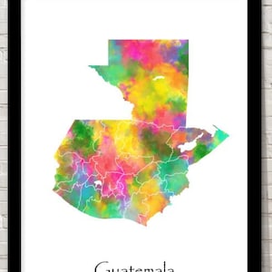 Guatemala Druck Aquarell Illustration Karte Guatemala Karte Kunst Karte abstrakte Kunst Home Decor Giclée Druck Büro Wand Kunst Raum Kunst Karte Dekor