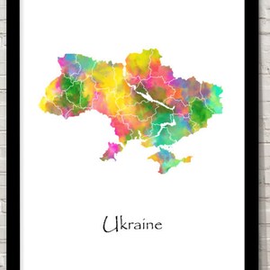 Ukraine Art Watercolour illustration Map Abstract Art print Wall Art Home Decor Giclee Print Office Wall Art Living Room Art Map Decor