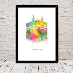 The Holy Ka&#39;bah Masjid al Haram Islamic art Watercolour illustration Islamic prints islamic wall art islamic gifts muslim gifts islam art