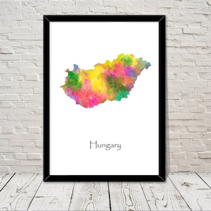 Hungary Print Watercolour illustration Map Hungary Map Art Map Abstract Art Home Decor Giclee Print Office Wall Art Room Art Map Decor