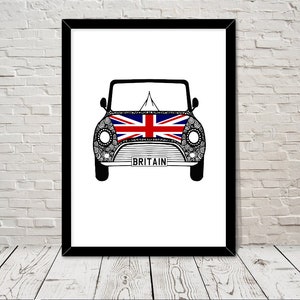 Custom Reg with the British Flag on Car bonet Art print Gift Wall Art Home Decor Giclee Print Office Wall Art Living Room Art Home Decor