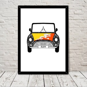 Custom Reg, Bhutan, Flag, Car bonet, Art print, Gift, Wall Art, Home Decor, Giclee Print, Office, Living Room, Art, Home