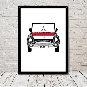 Custom Reg with Egypt Flag on Car bonet Art print Gift Wall Art Home Decor Giclee Print Office Wall Art Living Room Art Home Decor