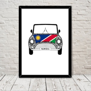 Custom Reg with NAMIBIA Flag on Car bonet Art print Gift Wall Art Home Decor Giclee Print Office Wall Art Living Room Art Home Decor