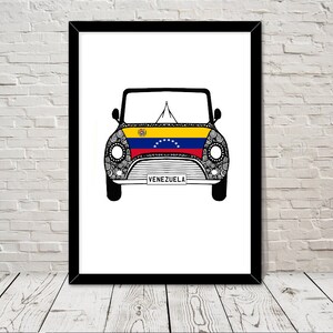Custom Reg with VENEZUELA Flag on Car bonet Art print Gift Wall Art Home Decor Giclee Print Office Wall Art Living Room Art Home Decor
