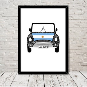 Custom Reg with Argentina Flag on Car bonet Art print Wall Art Gifts Home prints Giclee Print Office Wall Art Living Room Art Home Decor
