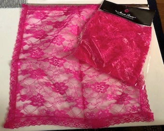 Lace handkerchief, pocket square, pink or black lace, textured floral, Muotikoru Oy, NEW item