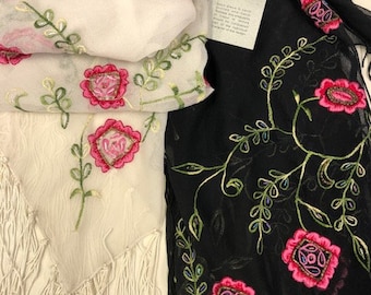 Woman ladies stylish fringle floral triangle scarf