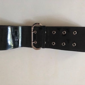 Vintage black wide belt, patent leatherette