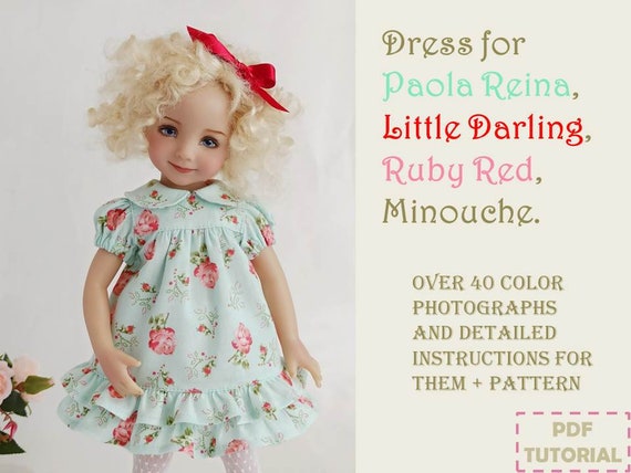 Minouche Paola Reina Little Darling photo instructions PDF file pattern Clother pattern for doll 13 inch