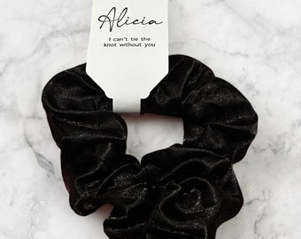 Bridesmaid Proposal Scrunchies Black Wedding Hair scrunchie Bridal Hair accessories Maid of honour gift Team Bride Hen Party Favours