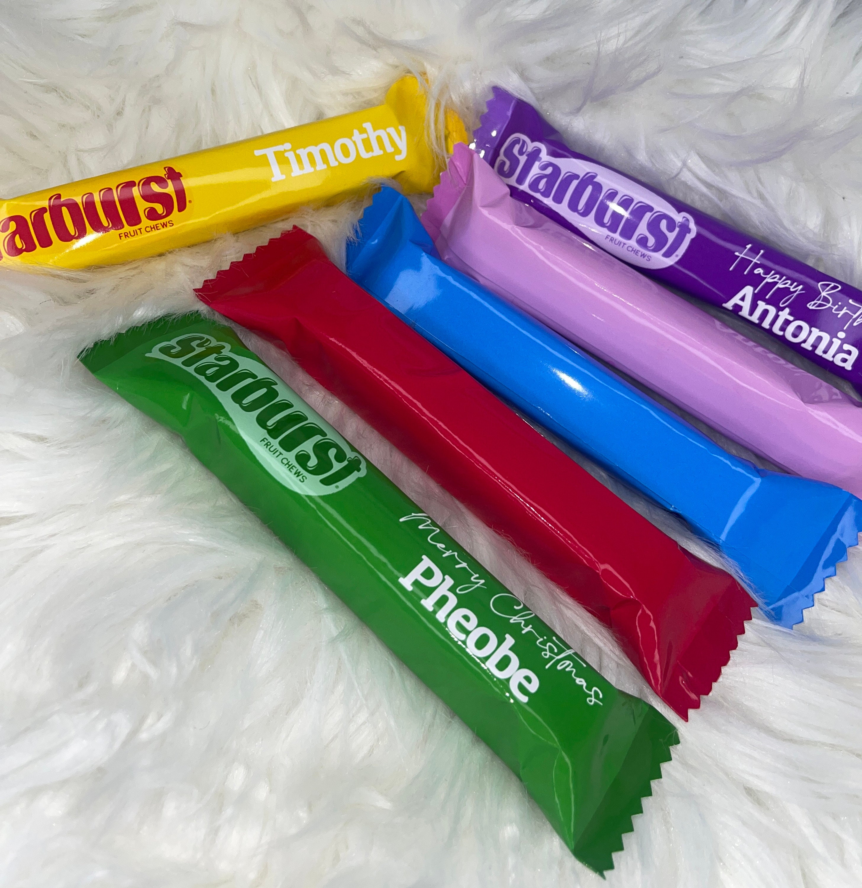 Personalised Starburst Sweets, Candy, Xmas, Waterproof Glossy Wrapper,  Christmas Red, Green, Yellow, Customised, Any Textname, Label 45g - Etsy