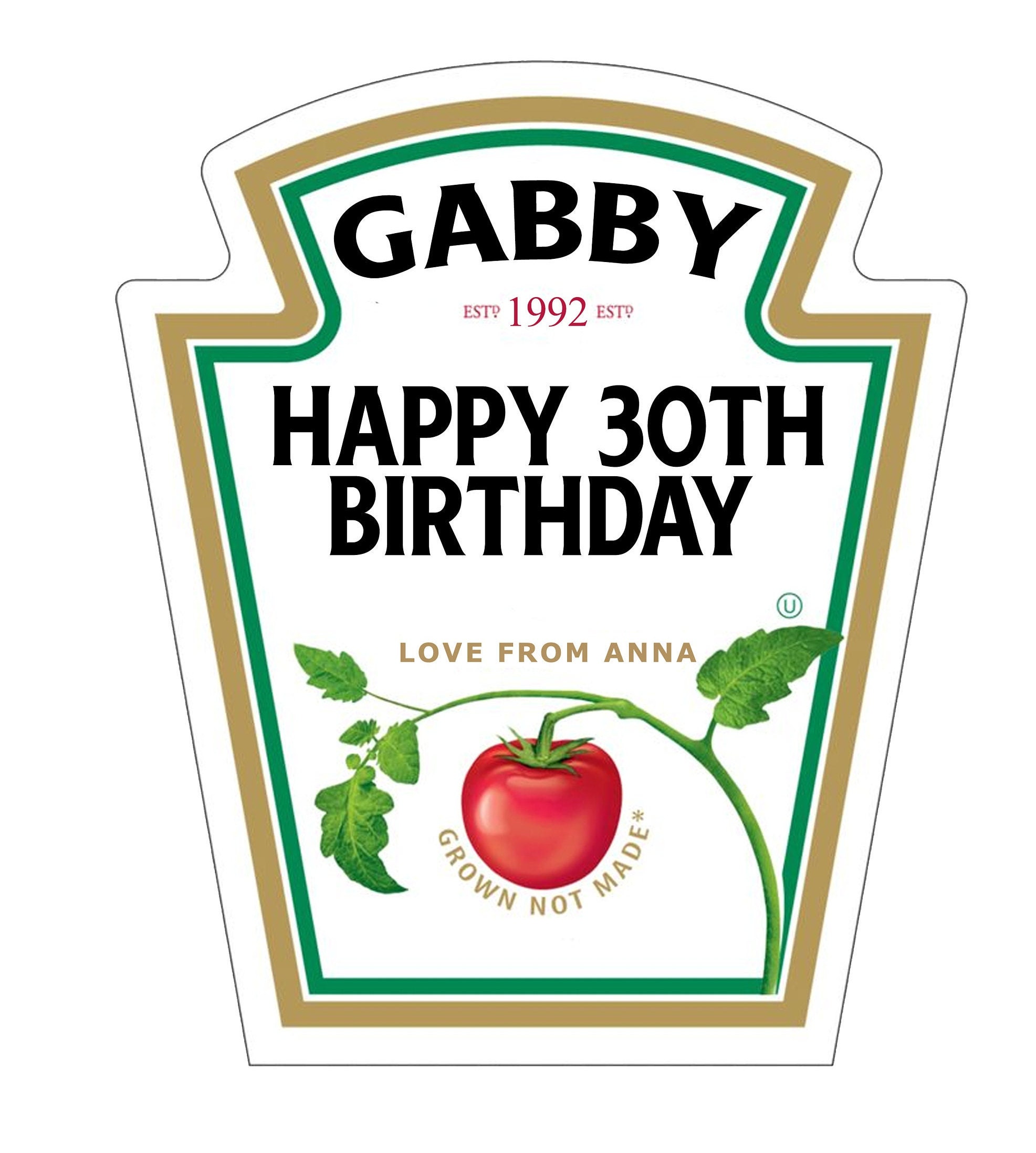 Custom/personalised Ketchup Label Gift/stickers Perfect for Etsy