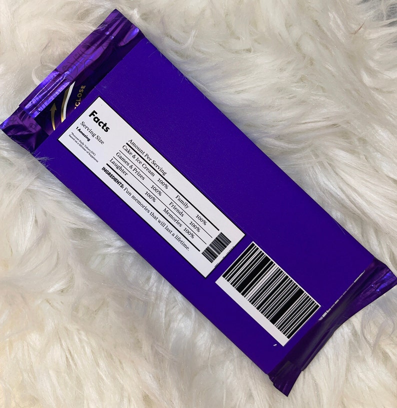 Custom Personalised Purple Cadbury Chocolate Wrapper Bar Etsy UK