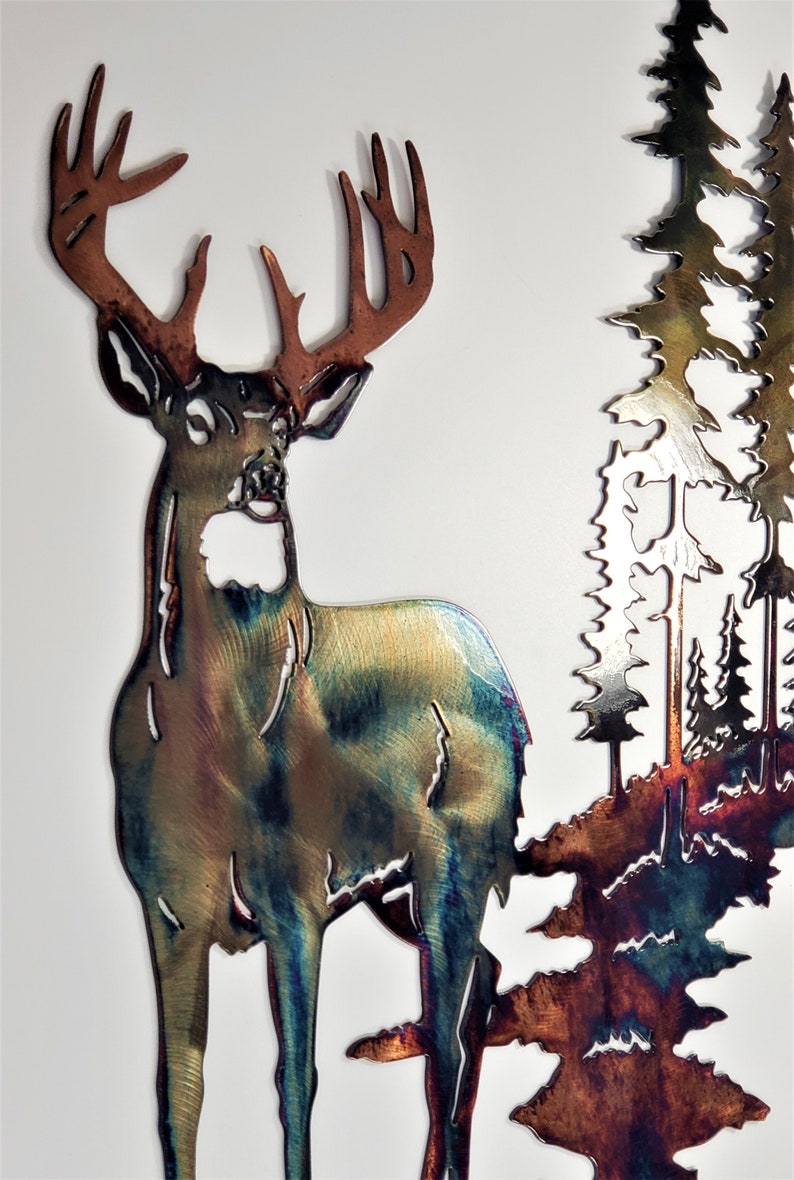 Pine Boss Whitetail Deer Northwoods Metal Wall Art Etsy