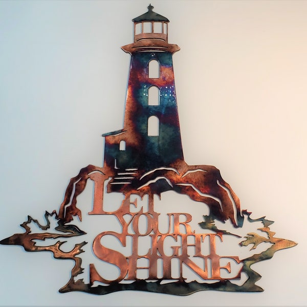 Deixe sua luz brilhar com arte de parede de metal para decoração de casa de farol