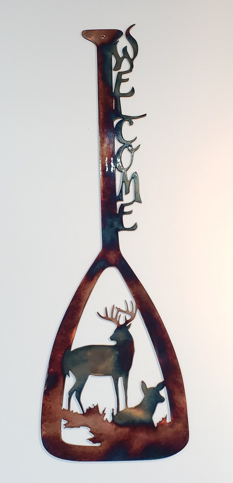 Canoe Paddle Alert Buck Northwoods Metal Wall Art Etsy